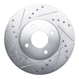 Hyundai Grand i10 Brake Rotor (1) - Front Left - R1 Concepts - Drilled & Slotted - Silver - `15-`23